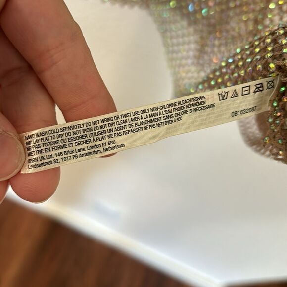 FREE PEOPLE Intimately Filter Finish long Sleeve Rhinestone Top NWOT - Picture 7 of 8